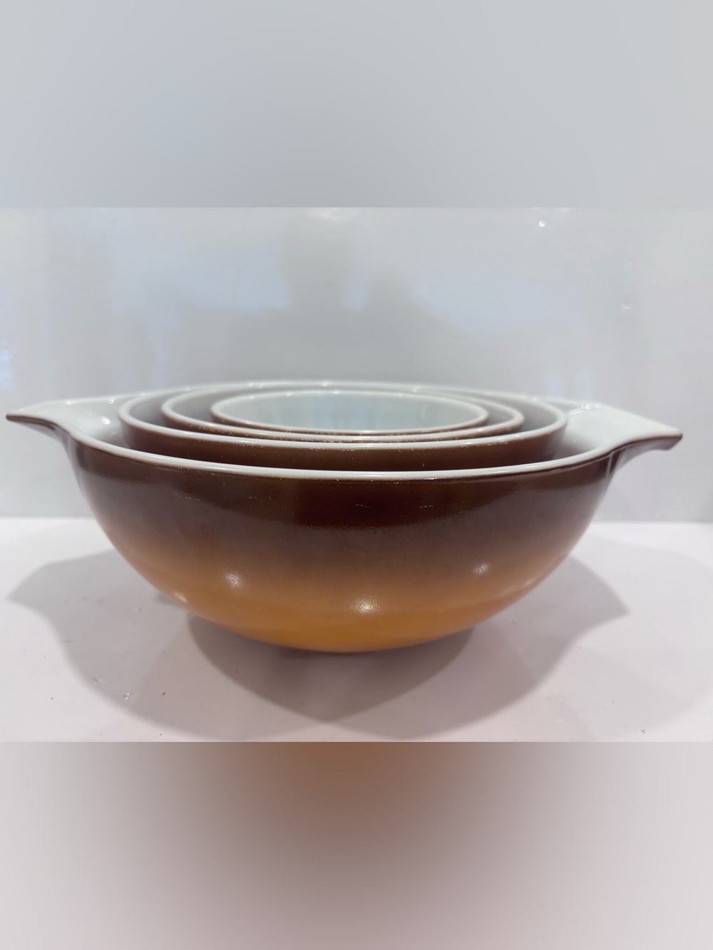 Vintage Pyrex Woodland Brown Fruit Nesting Mixing Bowl – Corning USA set of 4